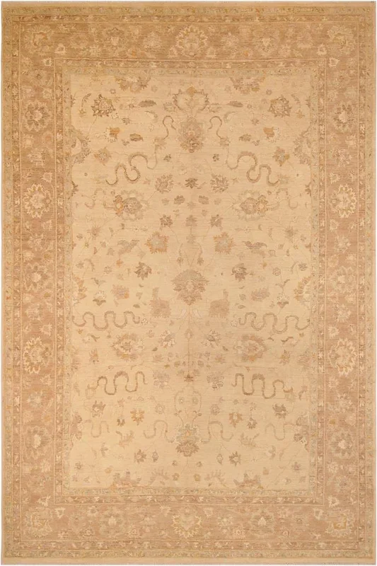 Shabby Chic Ziegler Kendra Tan/Brown Wool Rug – 9’11” x 13’8”