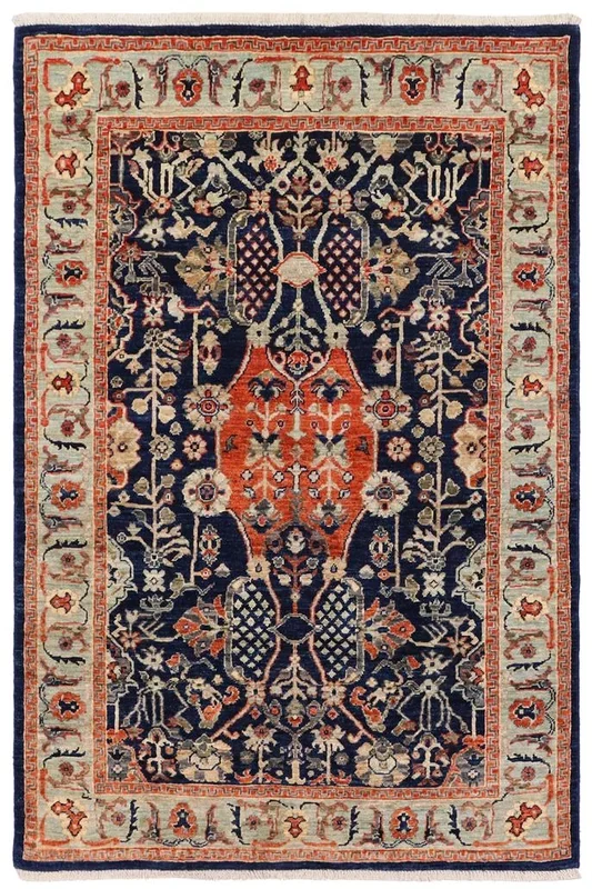 Shabby Chic Ziegler Matilda Blue/Rust Wool Rug – 3’9” x 5’10”