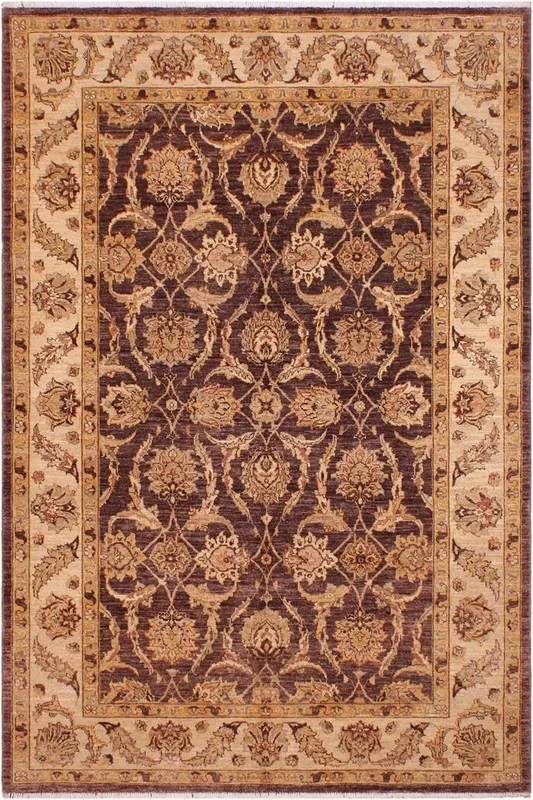 Shabby Chic Ziegler Shakia Brown/Ivory Wool Rug – 6’2” x 9’0”