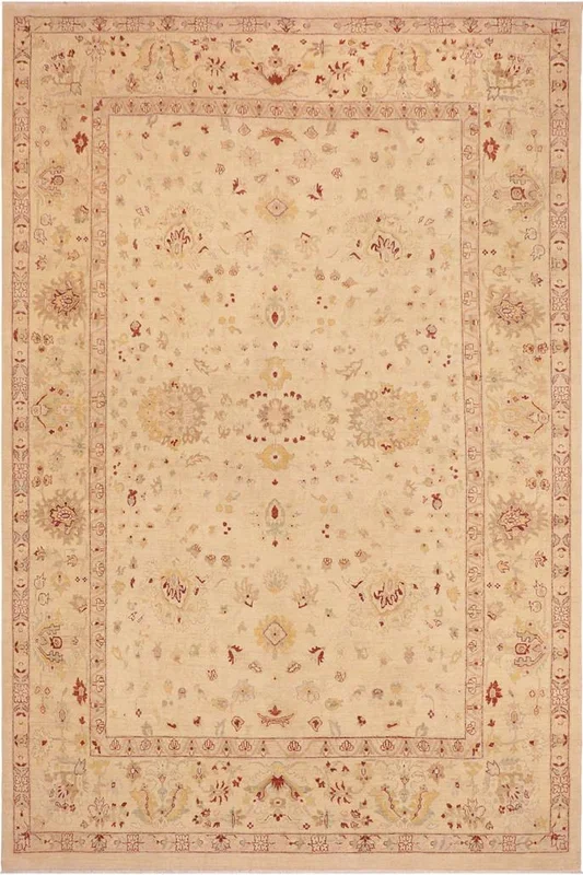 Shabby Chic Ziegler Silvia Beige/Gold Wool Rug – 9’10” x 14’9”
