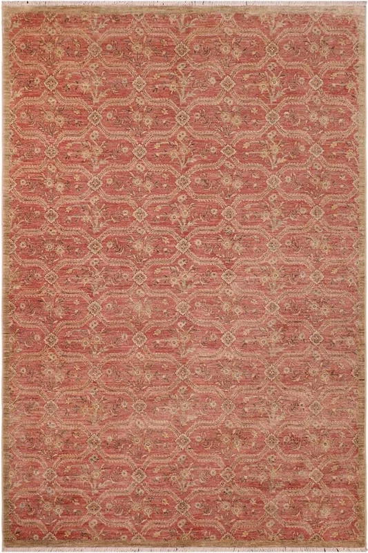 Shabby Chic Ziegler Twana Pink/Green Wool Rug – 6’2” x 8’11”