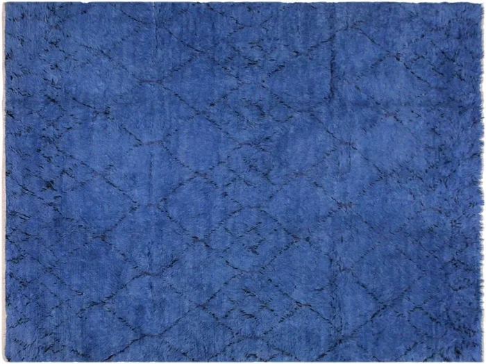 Shag Moroccan Cheryl Blue/Black Wool Rug – 7’10” x 10’5”