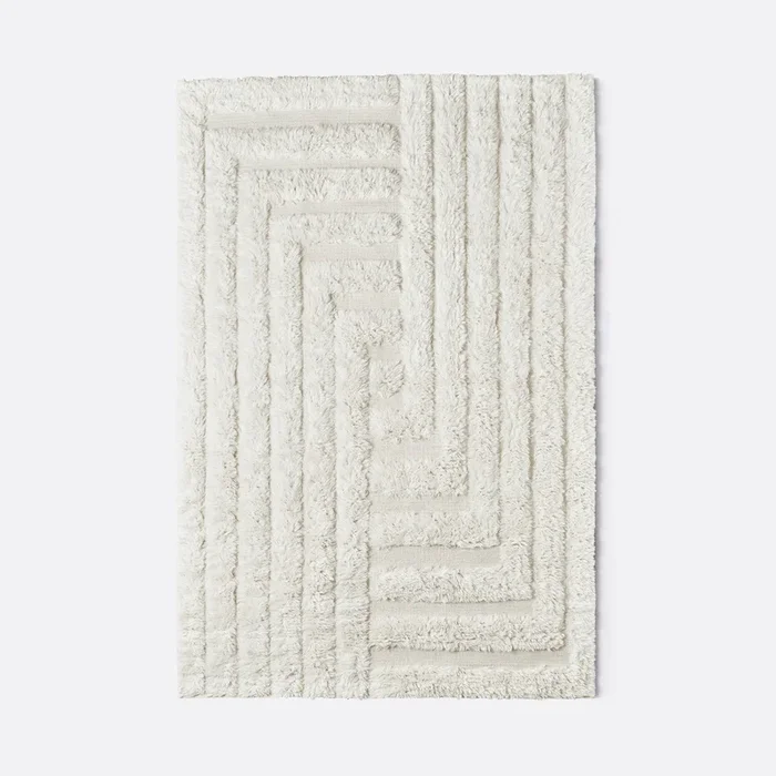 Shaggy Labyrinth White Rug