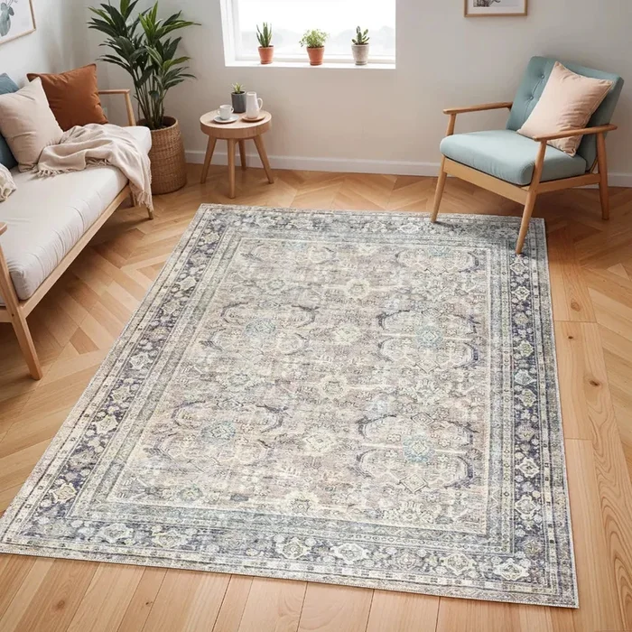 SHALINI Becki Owens x Livabliss Machine Washable Modern Oriental Light Silver Rug