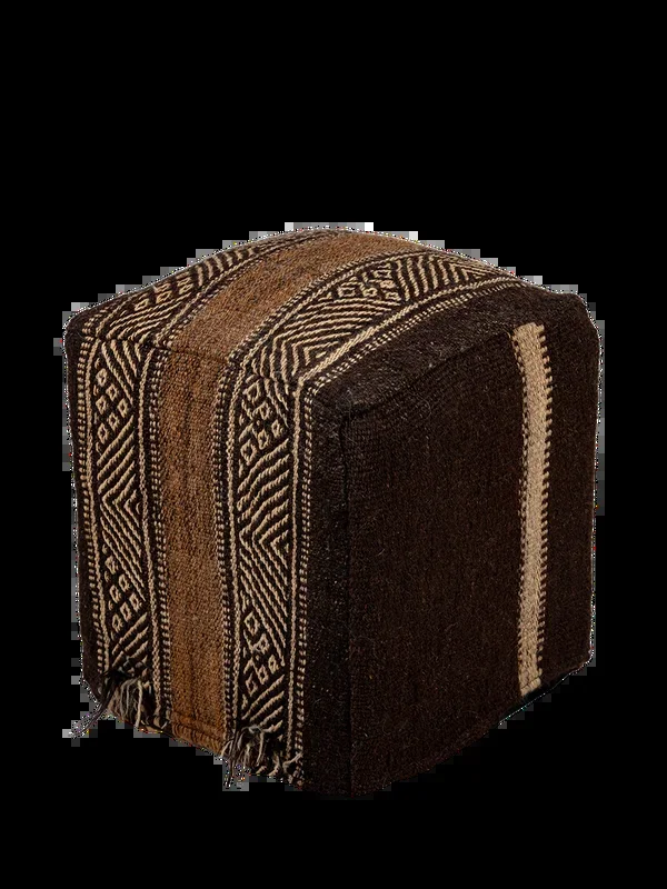 Siroua Shades | Charcoal Stripe Pouf