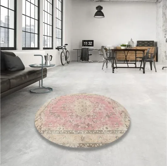 Size 5ft’ Traditional Desert Sand Beige Medallion Area Rug