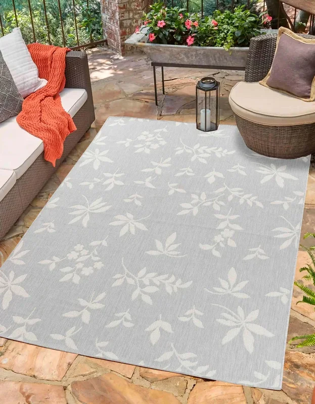 Sky Outdoor Flower Silver Rug