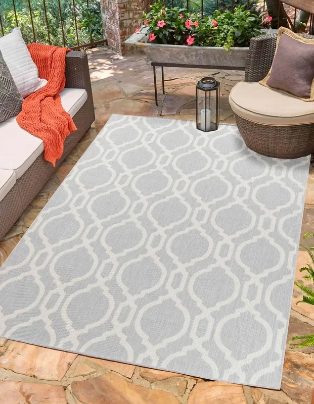 Sky Outdoor Trellis Silver Rug