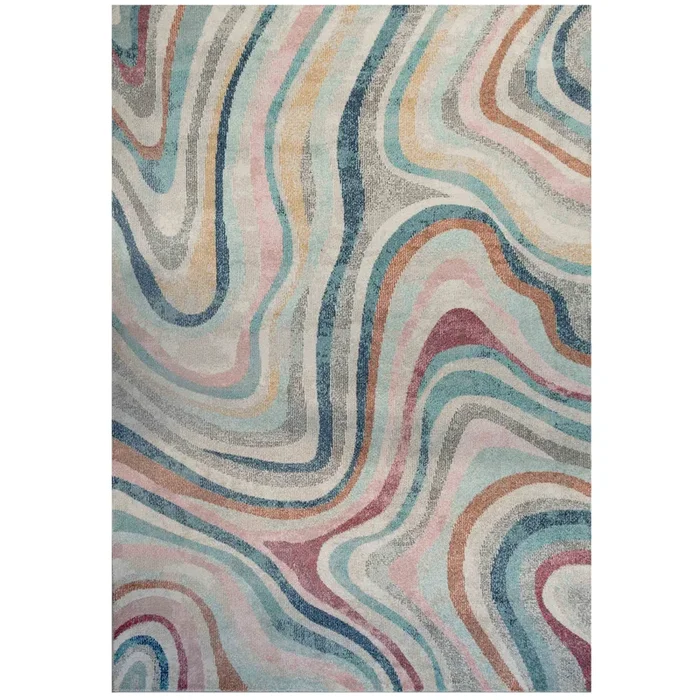 Soft Abstract Marbled Multicolour Living Room Rug – Matki