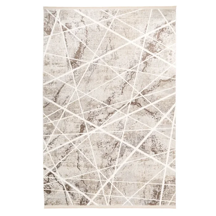 Soft Beige Geometric Rug – Valo