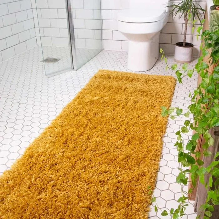 Soft Everyday Yellow Shaggy Runner Rug