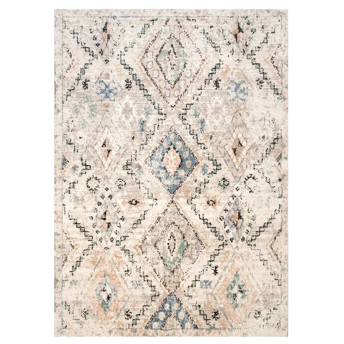Soft Natural Blue Aztec Area Rug – Kemp