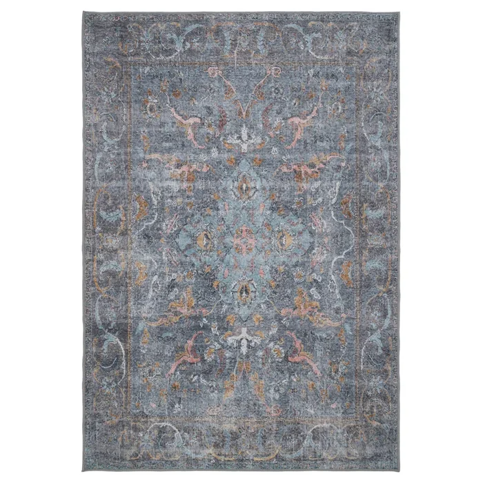 Soft Washable Blue Boho Rug – Clara