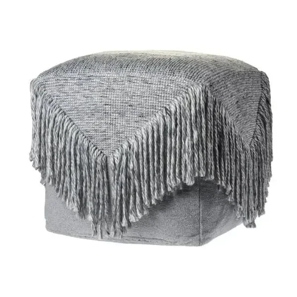 Solid Gray Tasseled ��LR99760 Pouf
