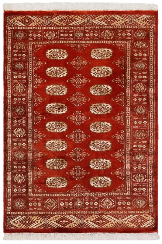 Southwestern Bokhara Jordin Rust/Gray Wool Rug – 3’2” x 5’1”