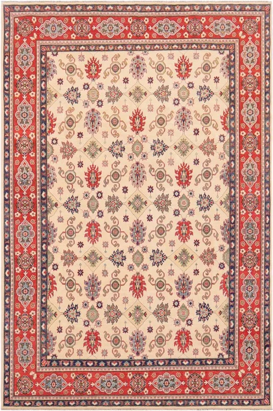 Southwestern Kazak Luciano Beige/Red Wool Rug – 9’2” x 12’1”