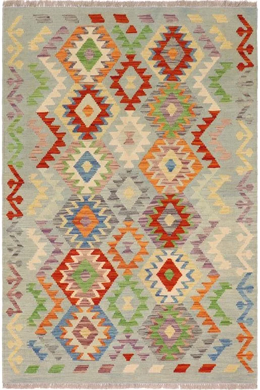 Southwestern Turkish Kilim Aisha Hand-Woven Wool Rug – 3’7” x 4’10”