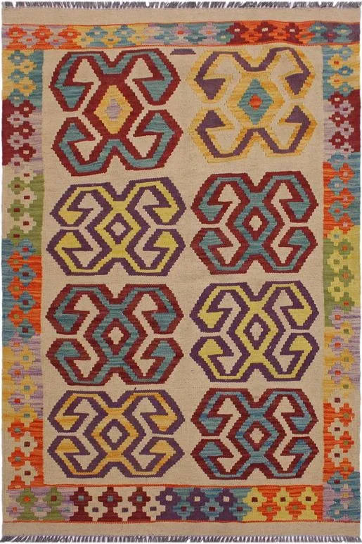 Southwestern Turkish Kilim Ardith Hand-Woven Wool Rug – 3’5” x 4’10”