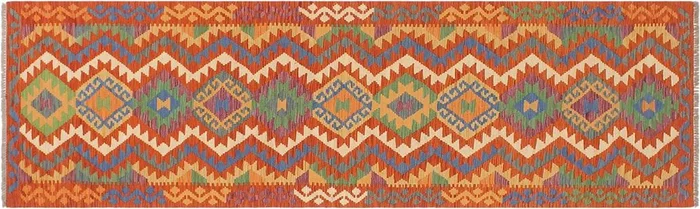 Southwestern Turkish Kilim Bernie Hand-Woven Wool Runner-2’6” x 9’6”