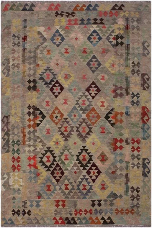 Southwestern Turkish Kilim Betsy Hand-Woven Wool Rug – 5’7” x 8’4”