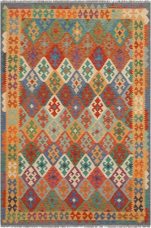 Southwestern Turkish Kilim Clemenci Hand-Woven Wool Rug-5’8” x 7’10”