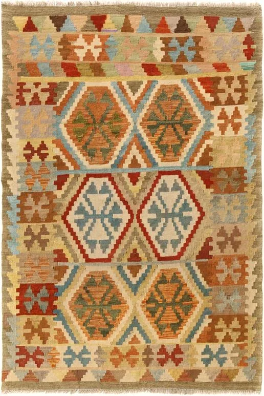 Southwestern Turkish Kilim Fyodor Hand-Woven Wool Rug – 4’1” x 5’9”