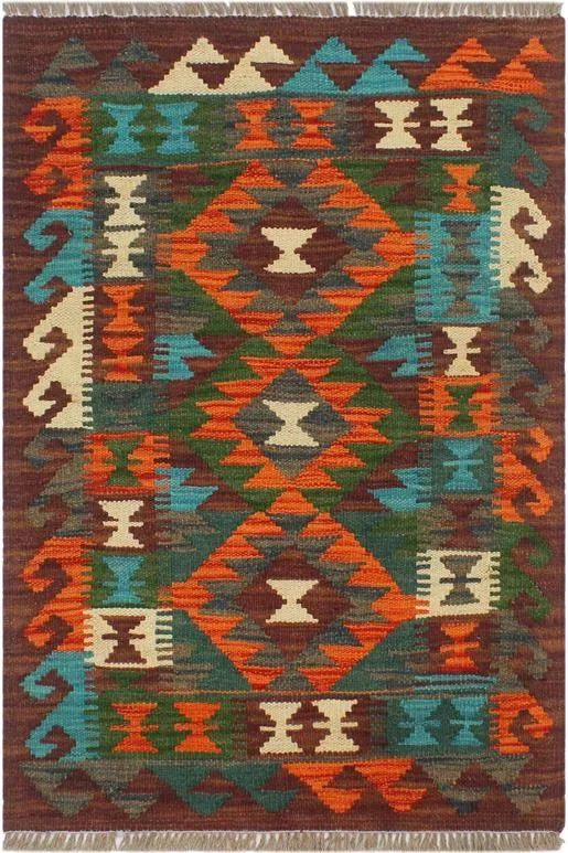 Southwestern Turkish Kilim Gwenn Hand-Woven Wool Rug – 2’0” x 2’11”