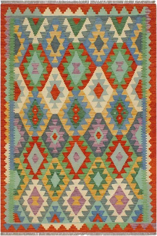 Southwestern Turkish Kilim Josue Hand-Woven Wool Rug – 3’4” x 4’10”