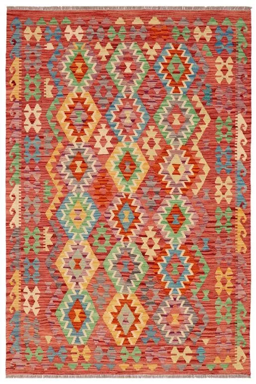 Southwestern Turkish Kilim Rowan Hand-Woven Wool Rug – 5’4” x 6’7”