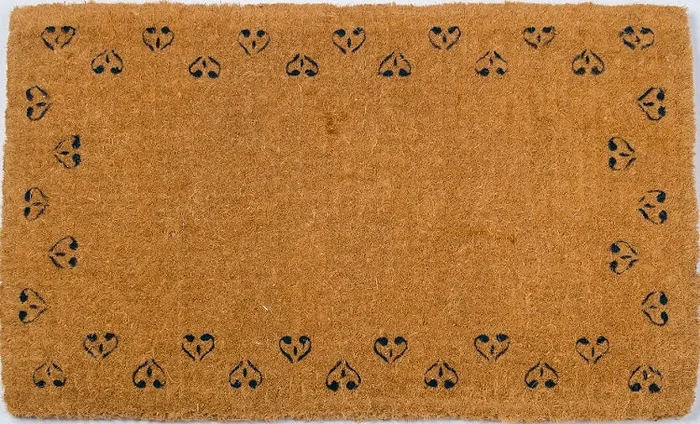 Sprinkled Hearts Blue Handwoven Coco Mat