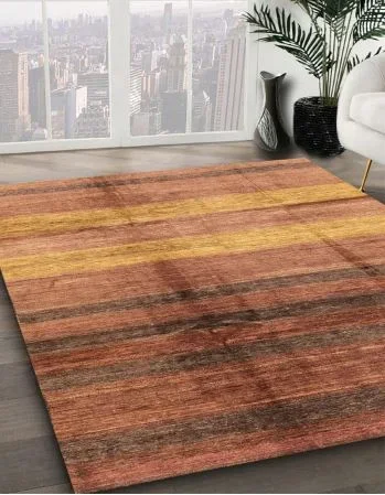 Square 3ft Orange Machine Washable Abstract Rug