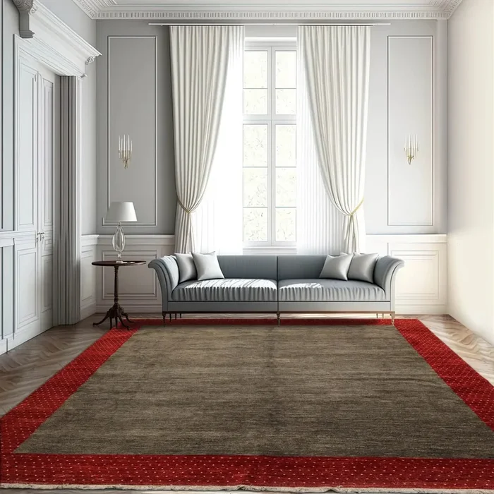 Square Mossy Gray,Rusty Red Hand Knotted Gabbeh 100% Wool Gabbeh Traditional Oriental Area Rug