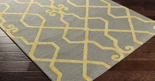Surya Organic AWOG2282 Medium Gray Bright Yellow Area Rug 9 ft. X 13 ft. Rectangle