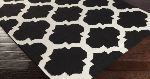 Surya York AWHD1028 Black Cream Area Rug 10 ft. X 14 ft. Rectangle