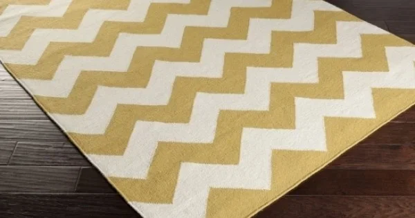 Surya York AWHD1043 Bright Yellow Cream Area Rug 2 ft. X 3 ft. Rectangle