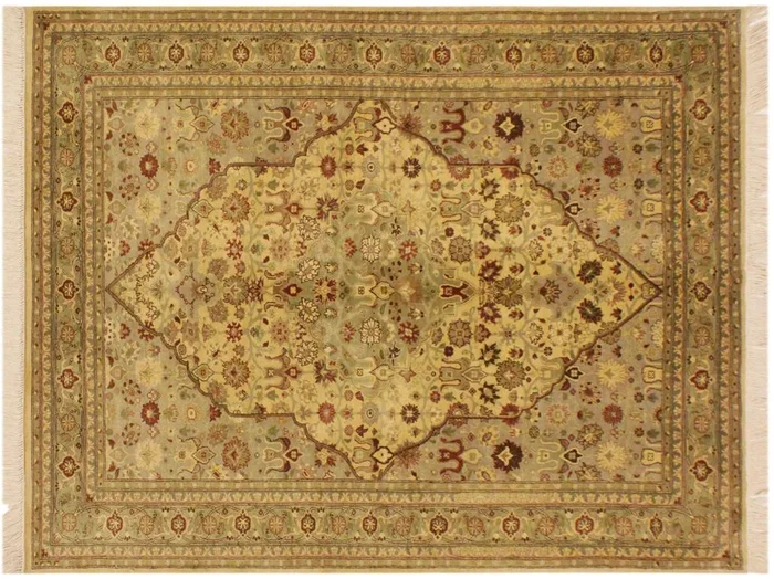 Tabriz Heritage Jerold Beige/Green Wool Rug – 4’2” x 6’4”
