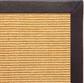 Tan/Light Brown Sisal Rug with Black Leather Border