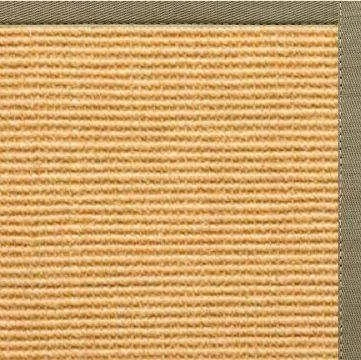 Tan Sisal Rug with Basil Green Cotton Border