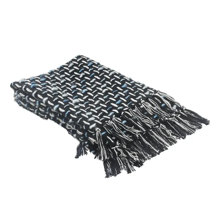 Throws Lr80190 Black/Blue Throw Blanket
