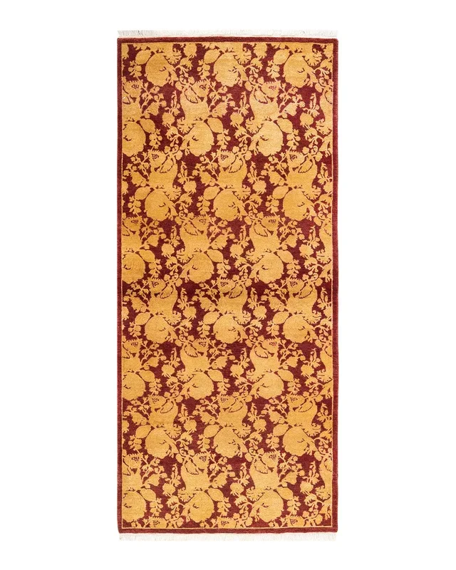 Traditional Hand Knotted Mogul Abstract Red Area Rug 2′ 8″ x 6′ 1″