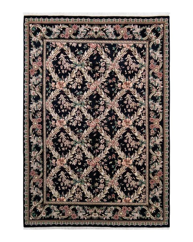 Traditional Hand Knotted Mogul Black Area Rug 6′ 2″ x 8′ 10″