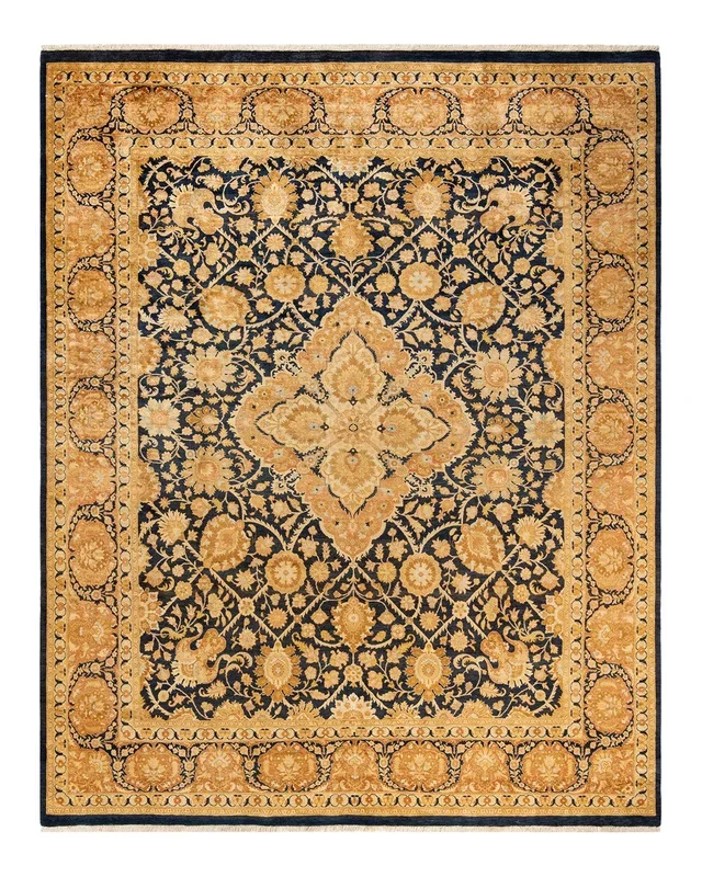 Traditional Hand Knotted Mogul Blue Area Rug 8′ 1″ x 10′ 1″