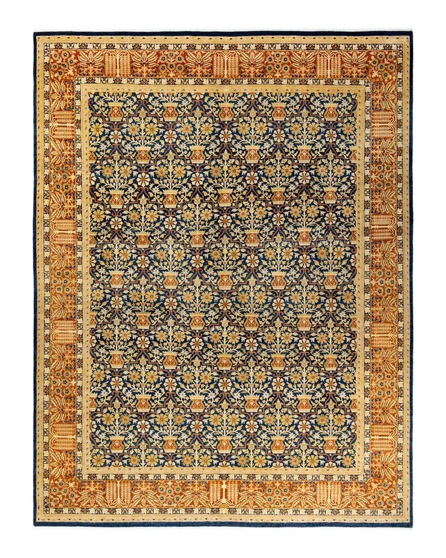 Traditional Hand Knotted Mogul Blue Area Rug 8′ 2″ x 10′ 10″
