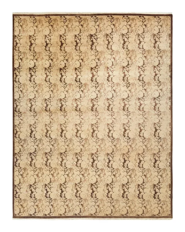 Traditional Hand Knotted Mogul Floral Brown Area Rug 8′ 2″ x 10′ 4″