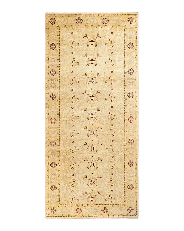 Traditional Hand Knotted Mogul Floral Ivory Runner 6′ 0″ x 13′ 6″