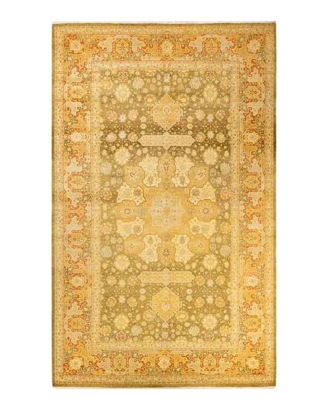 Traditional Hand Knotted Mogul Green Area Rug 8′ 3″ x 13′ 8″