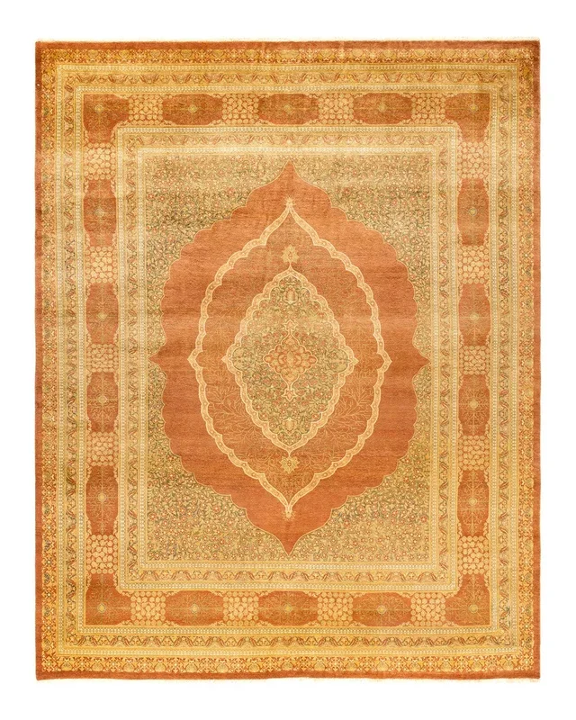Traditional Hand Knotted Mogul Oriental Brown Area Rug 8′ 1″ x 10′ 2″
