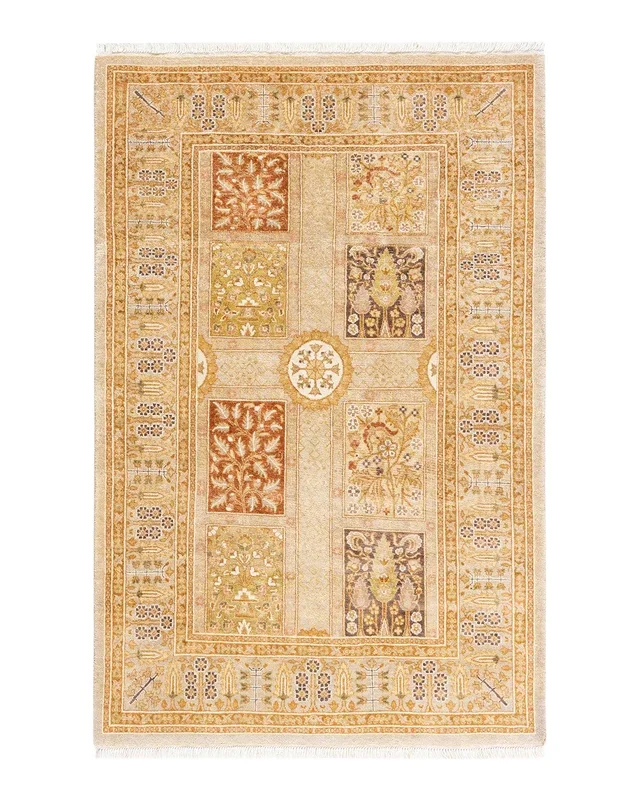 Traditional Hand Knotted Mogul Oriental Ivory Area Rug 3′ 1″ x 4′ 8″