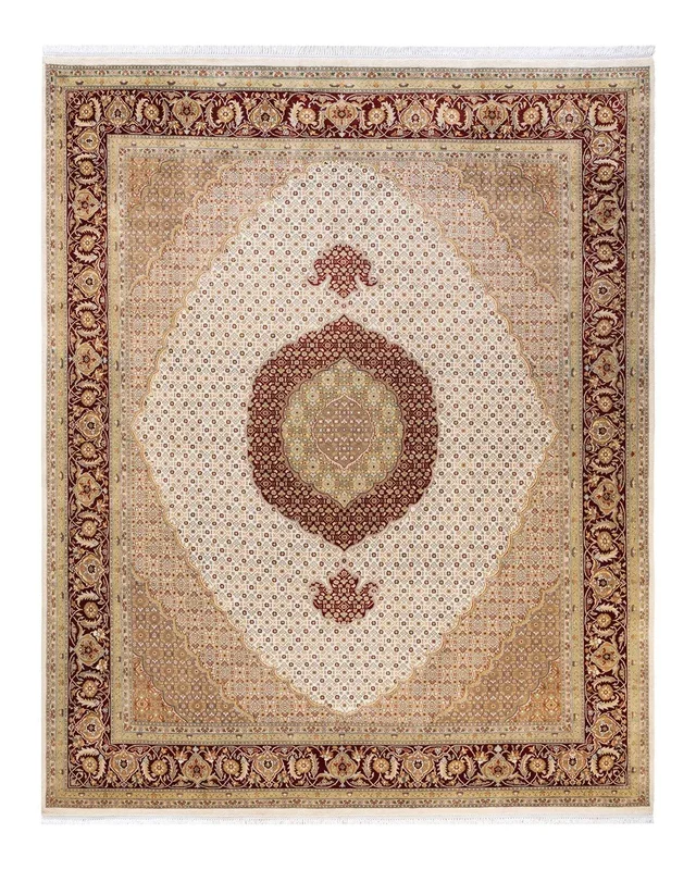 Traditional Hand Knotted Mogul Oriental Ivory Area Rug 8′ 2″ x 10′ 3″