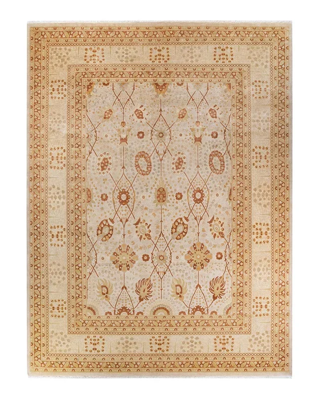 Traditional Hand Knotted Mogul Oriental Ivory Area Rug 9′ 4″ x 12′ 3″